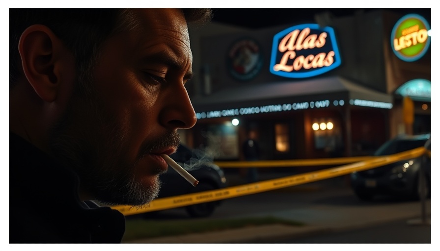 Man smoking outside 'Alas Locas' bar during Texas bar shooting incident.
