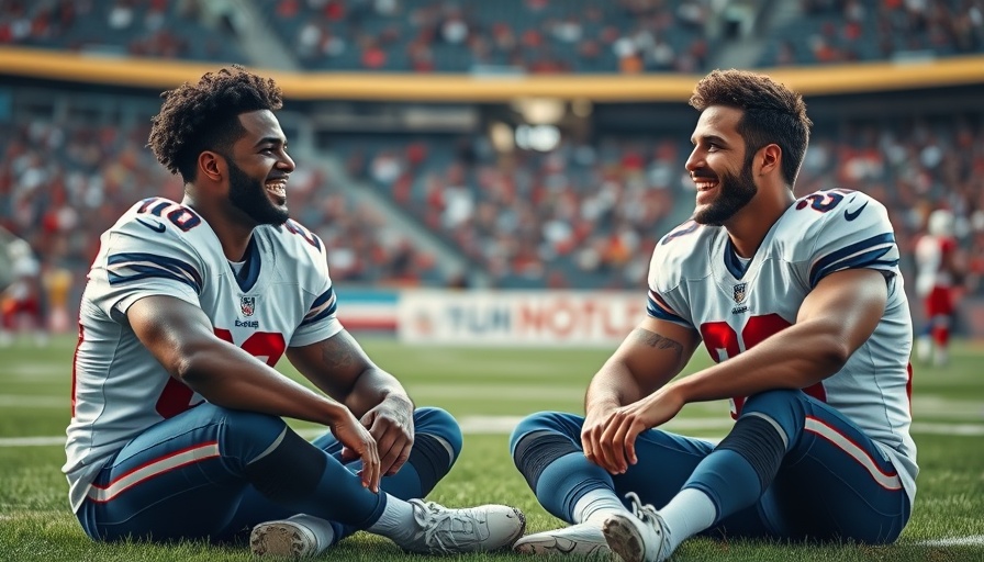 Trust in sports: Football players sharing a laugh on field.