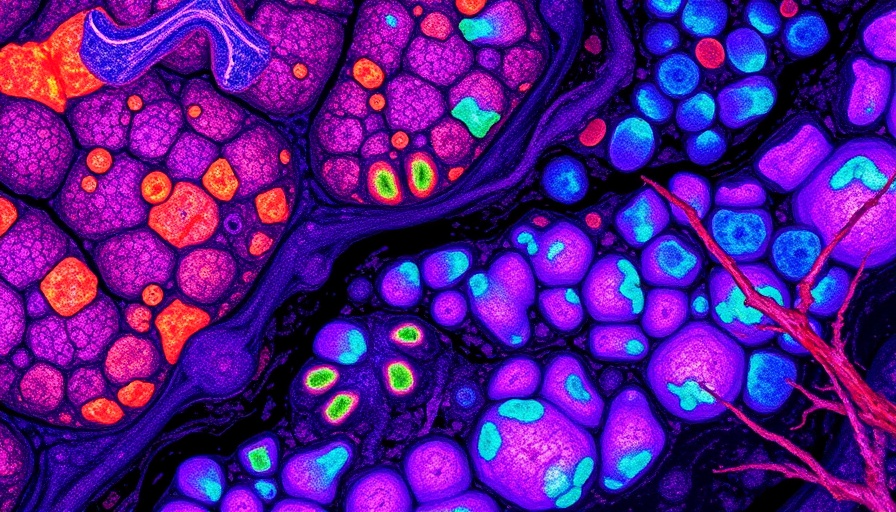 Microscopic images of spinal cord repair research in diverse colors.