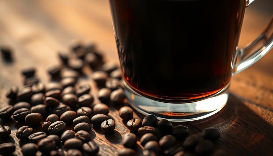 Healthy aging tips: Coffee in clear glass on wooden table.