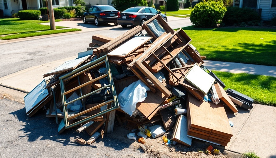 Houston heavy trash collection delay with piled debris on curb.