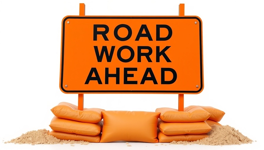 Road work ahead sign for Southwest Freeway Repaving Houston
