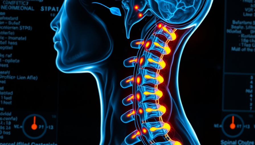 Detailed spinal cord injury PET imaging with luminous highlights.