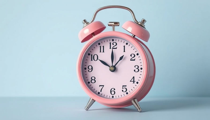Pink alarm clock with fork and knife hands symbolizing fasting to reverse diabetes.