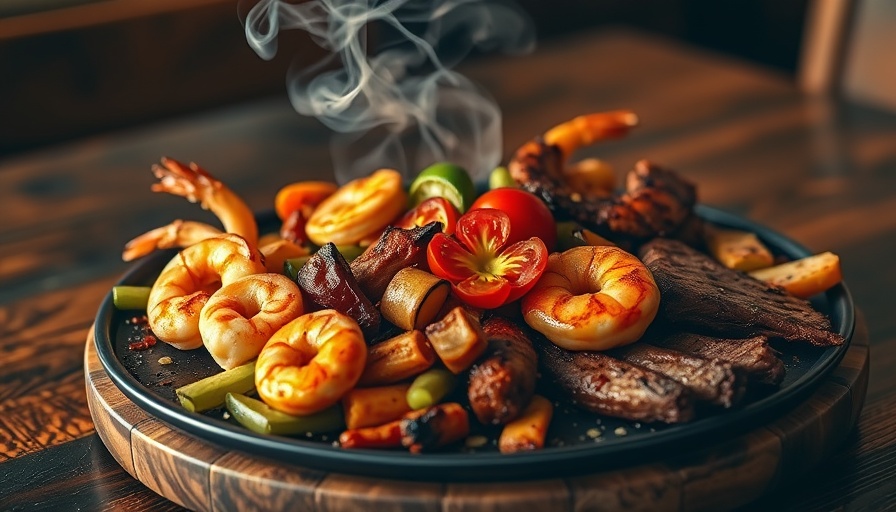 Sizzling fajita platter with shrimp, beef, and chicken garnished for San Antonio dining news.