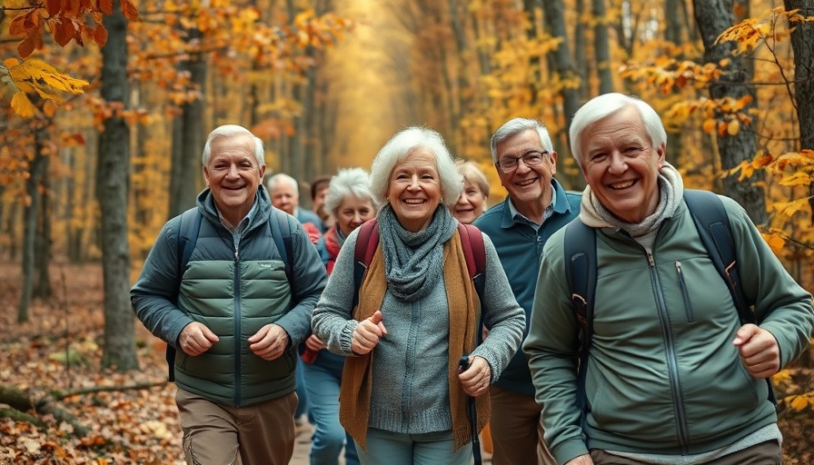 Group hiking in autumn, showcasing best exercises for fall season.