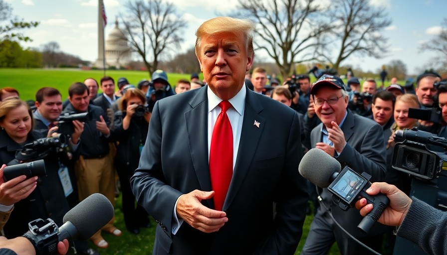 Trump escalates political rhetoric scene at Washington Monument with reporters.