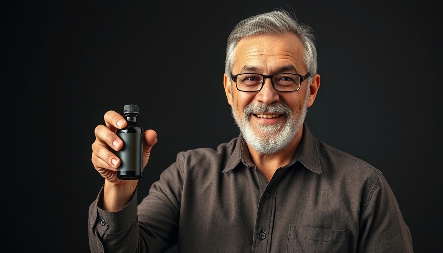 Man promoting black seed oil with confidence.