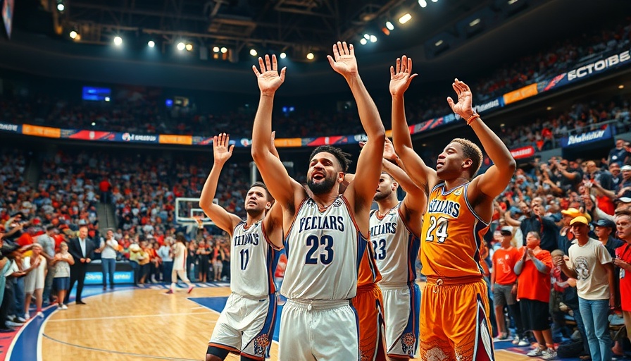 Celebrating basketball players exemplifying NBA playoffs significance.