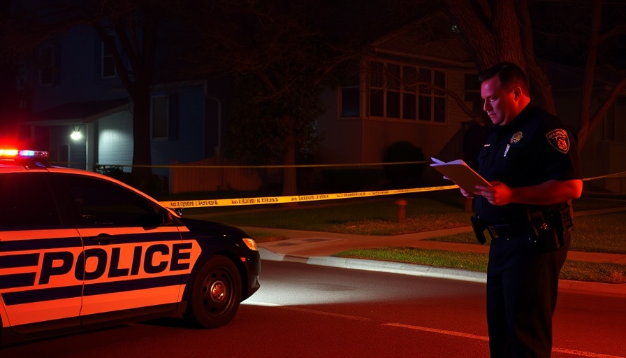 San Antonio crime scene with police car at night.