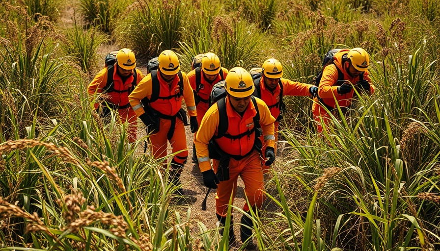 Rescue team searching for missing persons in San Antonio brush.