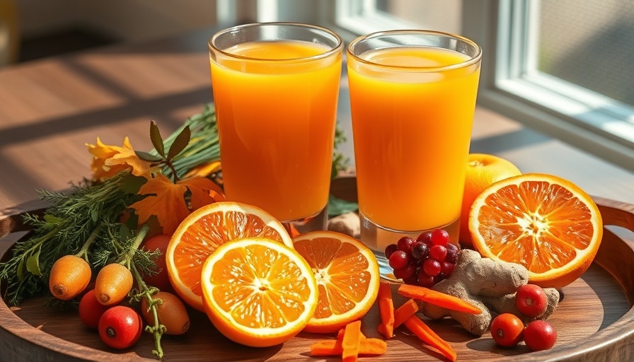 Fall Equinox Feast: Vibrant juice with autumn fruits on a tray.
