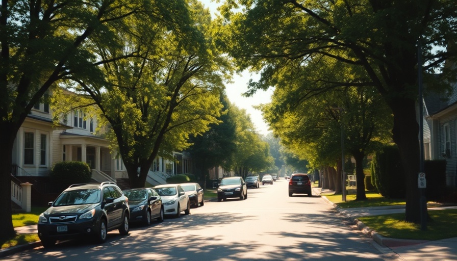 Suburban street view with trees and houses, related to incendiary device found in Utah.