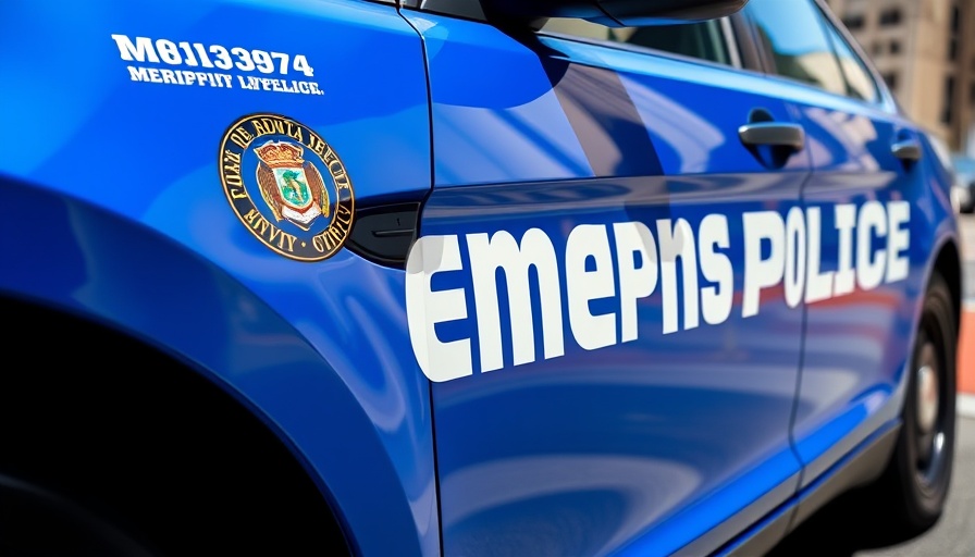 Memphis police car close-up shot, daylight.