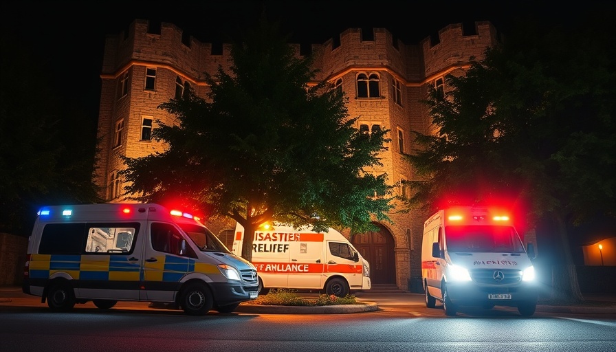 Emergency vehicles at night scene outside New Hampshire country club.