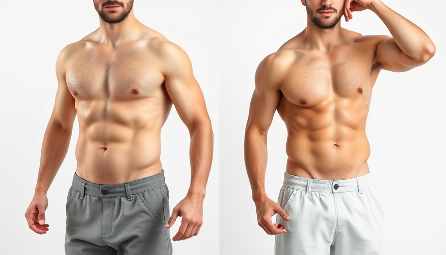 Before and after body transformation showcasing natural growth hormone boost effects.