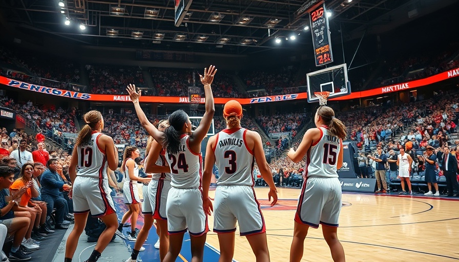 Exciting moment in a basketball game with players celebrating.