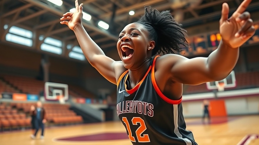 Excited black female basketball player celebrating victory during WNBA highlights.