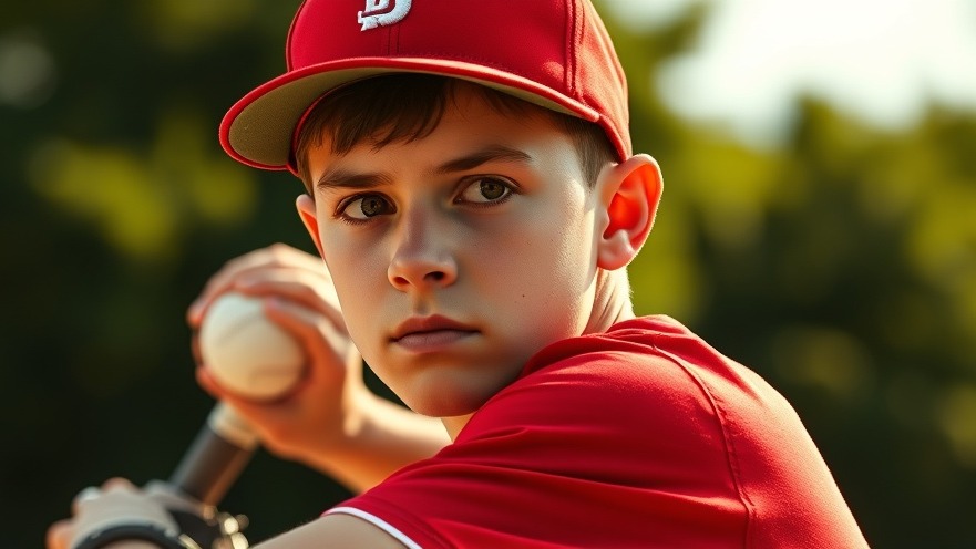 Focused young baseball player in red cap, champions of the future in youth sports.