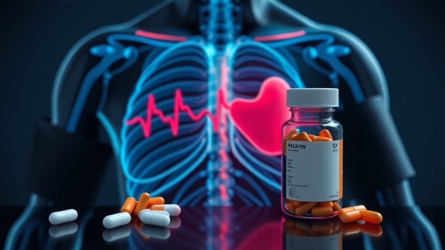 Conceptual image of blood pressure in the human body with bottles of pills.