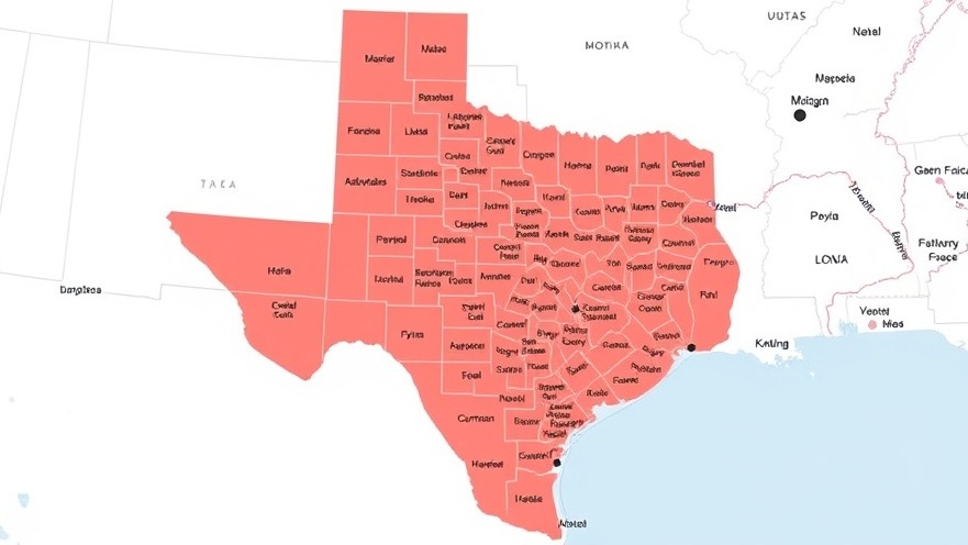 Texas congressional district map highlighted for the 2025 elections.