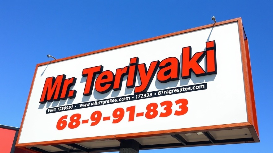 Bold Mr. Teriyaki billboard promoting small business in San Antonio's local economy.