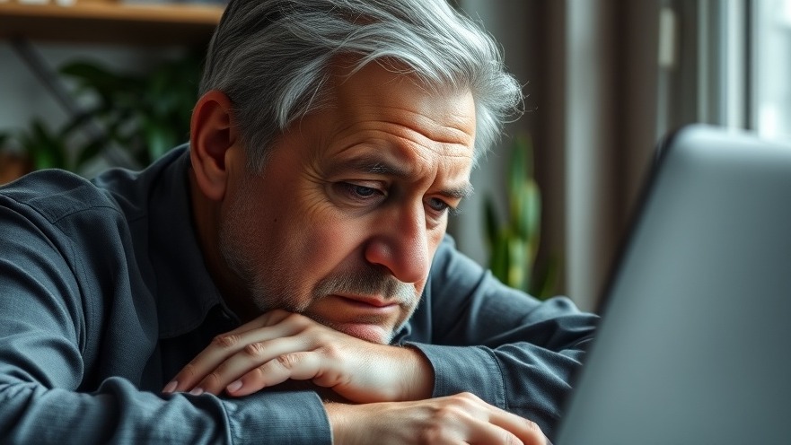 Tired older man in cozy home office, reflecting lifestyle medicine and mental health struggles.