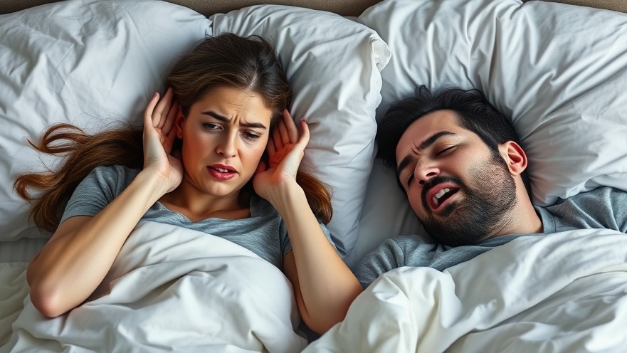 Frustrated woman in bed with a snoring man, capturing the challenges of healthy living.
