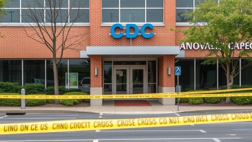 Crime scene at CDC office highlighting gun violence at public institutions.