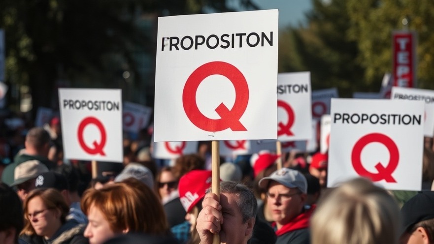 Crowd at Austin local news event holding signs for Proposition Q