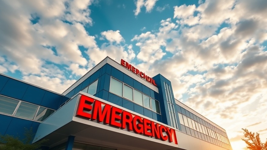Modern hospital exterior with bold 'EMERGENCY' sign in San Antonio's best healthcare facilities.