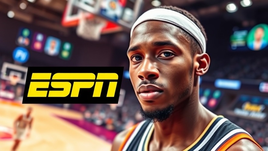 Dynamic graphic of a focused black male basketball player showcasing NBA highlights.