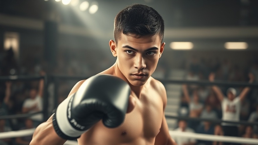 Focused young boxer in an arena, honoring Arturo Gatti's legacy in sports.
