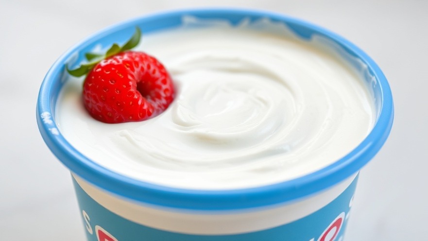 Yogurt container showcasing anti-aging nutrition for a longevity diet.