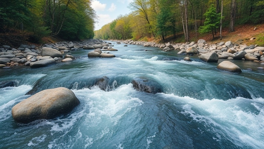 Beautiful flowing river symbolizing water quality legislation in the USA.