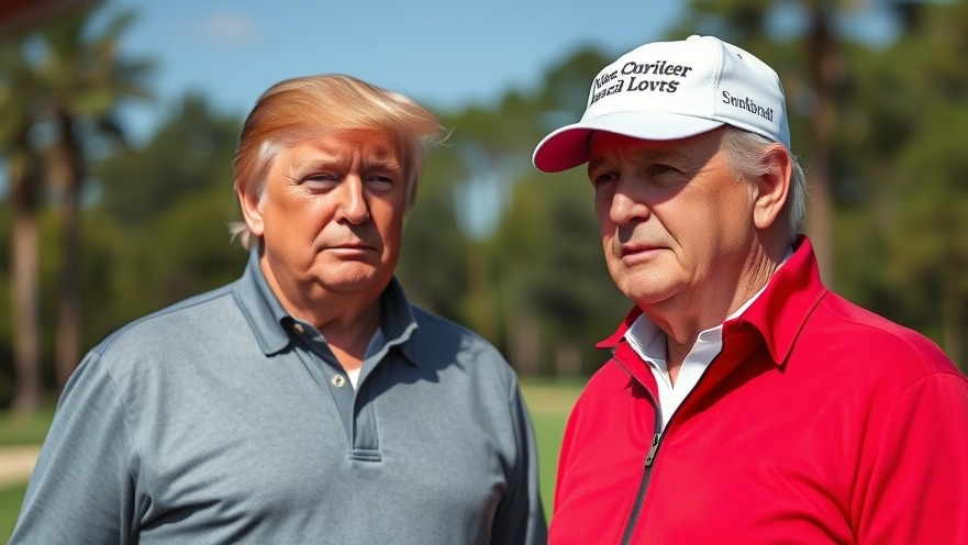Trump discusses Arctic security with a golfer on the course, highlighting US foreign policy.