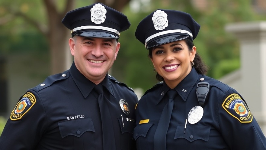Smiling San Antonio Police Department officers, highlighting local public safety news.