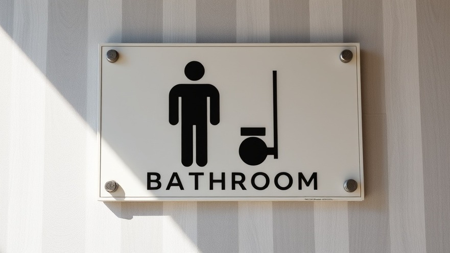 Men's bathroom sign amid Texas legislature updates on transgender rights legislation.