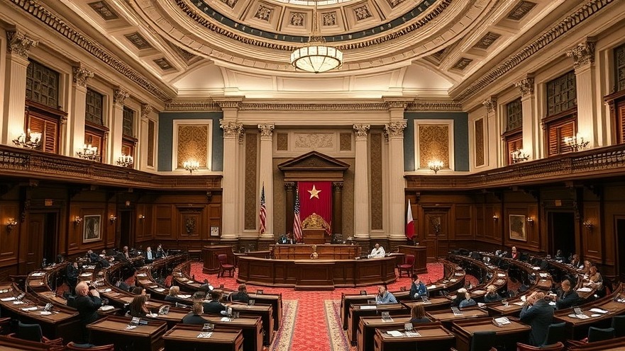 Inside Texas Senate chamber discussing Texas legislation updates.