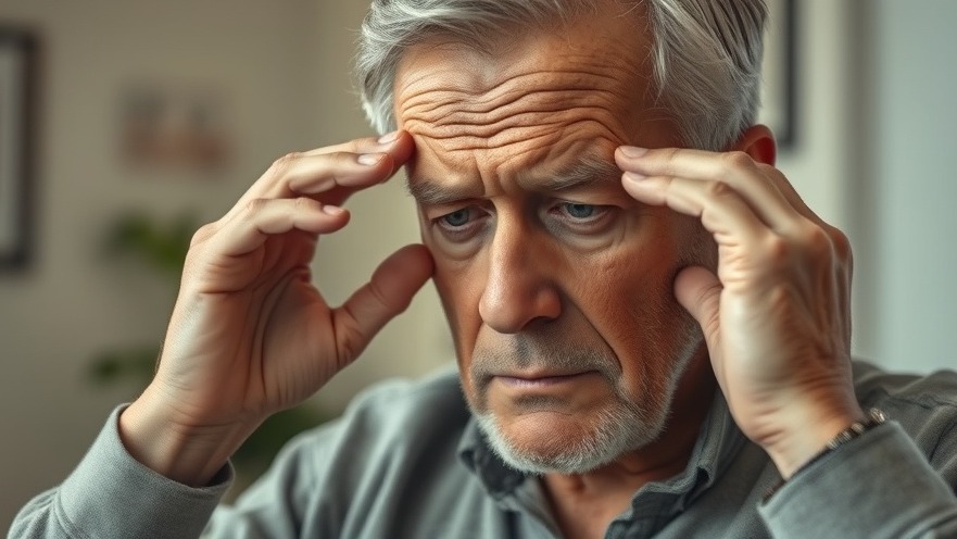 Frustrated older man experiencing daytime sleepiness impact on recovery indoors.
