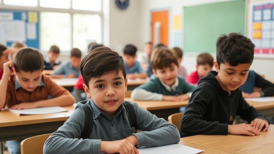Grade school students in a classroom exploring Texas education resources.
