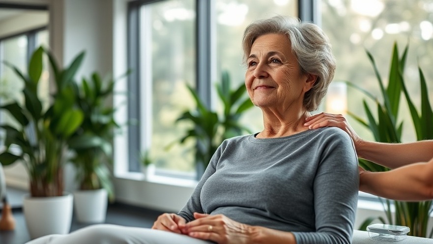 Mature woman experiencing chiropractic care benefits in a modern clinic.