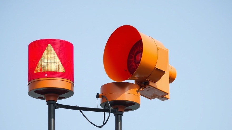 Warning siren for emergency response in Texas, enhancing flood preparedness and weather alerts.