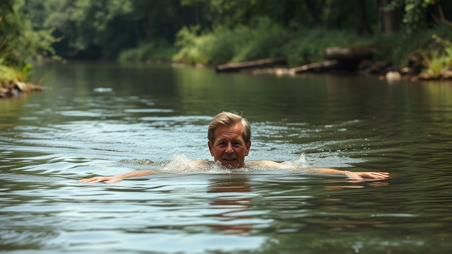 Robert F. Kennedy Jr. swimming in a creek, highlighting environmental safety USA.