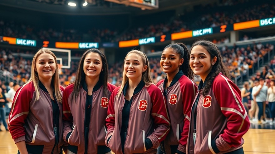 WNBA athletes in custom jackets showcasing women's sports representation in a lively arena.