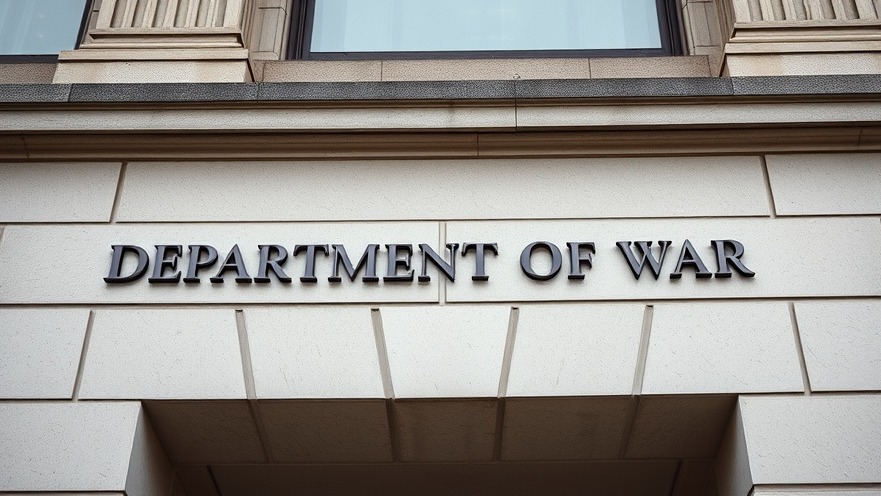 Sign on building reading 'DEPARTMENT OF WAR' reflecting America's global role and military engagement.