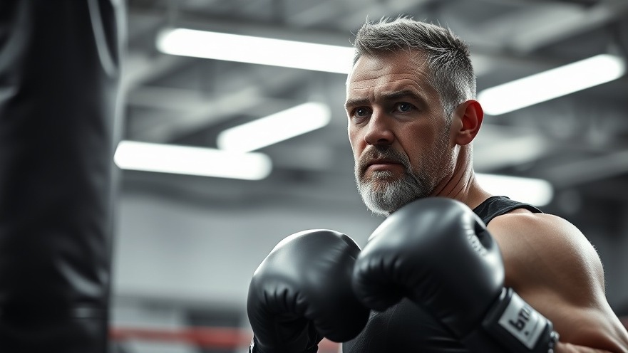 Older white boxer in training, embodying the boxing legacy and athlete health.
