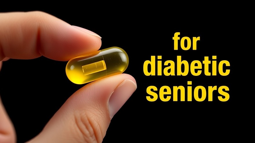 Close-up of yellow vitamin capsule for diabetic seniors, promoting brain health for aging.