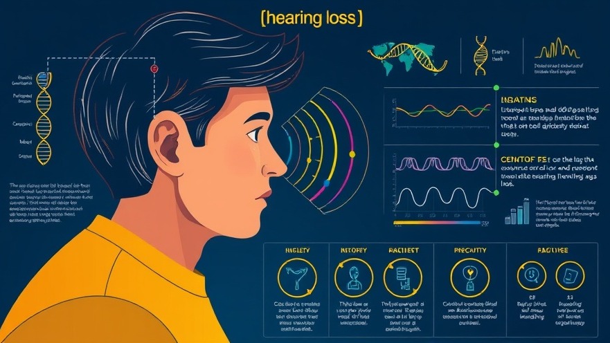 Infographic illustrating hereditary hearing loss research, melanin and hearing loss factors.