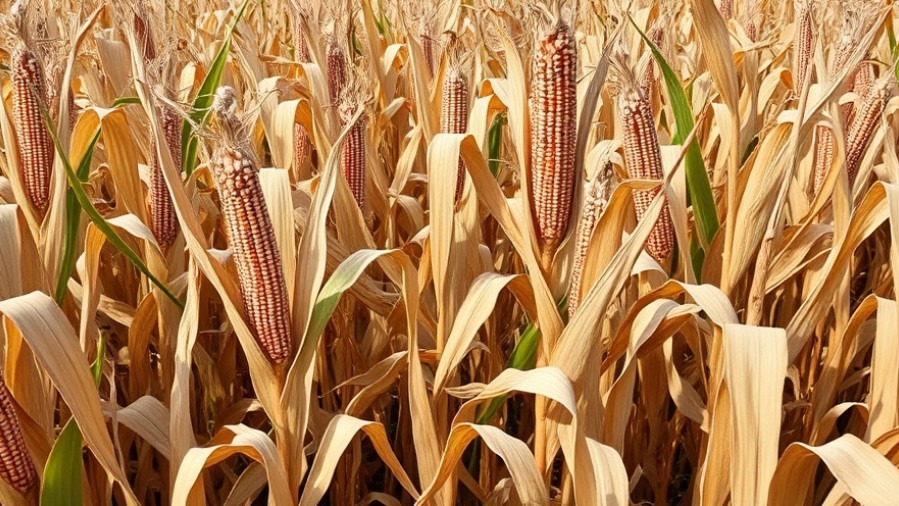 Dried corn plants in Southeast Texas, showcasing drought impact and wildfire prevention efforts.